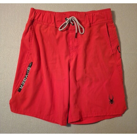Spyder Swim Shorts Mens Small UV Protection Surf Sand Sun Athletic Workout Red - Picture 1 of 11